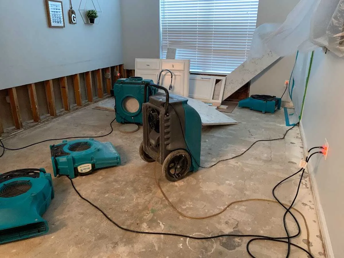 Dehumidifier in flood-cut room for Water Damage Restoration in Alvarado